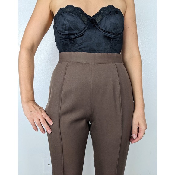 size 26/27 vintage 90s Mocha GIORGIO ARMANI high waisted TROUSERS designer pants - Picture 7 of 10